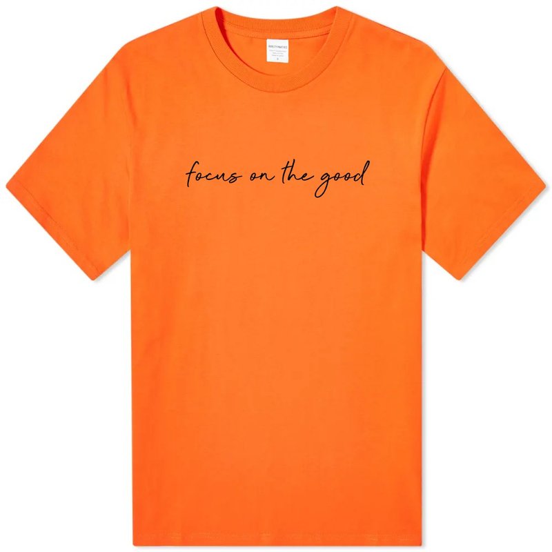 focus on the good unisex orange t shirt - เสื้อยืดผู้ชาย - ผ้าฝ้าย/ผ้าลินิน สีส้ม