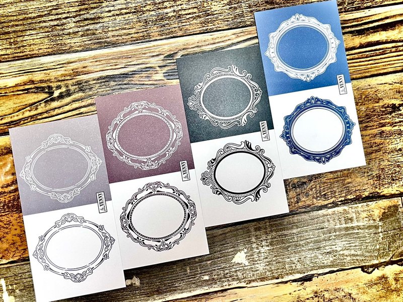 (art memo pack 4 types SET) two tone circle frame - 便條紙/便利貼 - 紙 多色