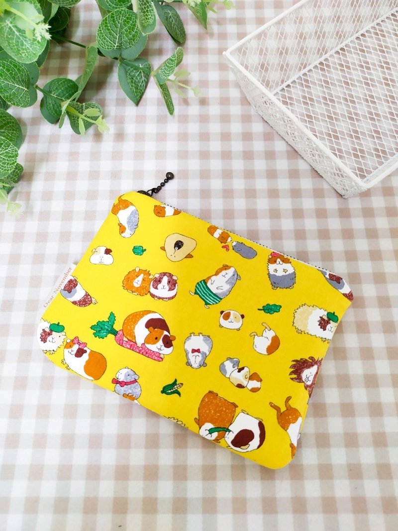 ピックアップシリーズ 万能バッグ/小銭入れ/コスメバッグ/収納バッグ/ねずみ王国風 - コインケース・小銭入れ - コットン・麻 イエロー