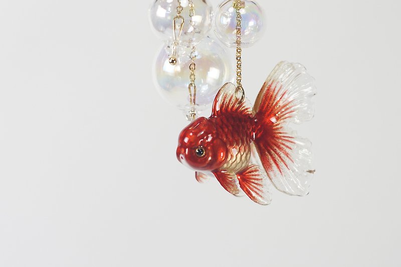 Red Thai Lion Goldfish Smart Elf Earrings Earrings Independent Design Good Luck Koi Creative Jewelry - ต่างหู - เรซิน สีแดง