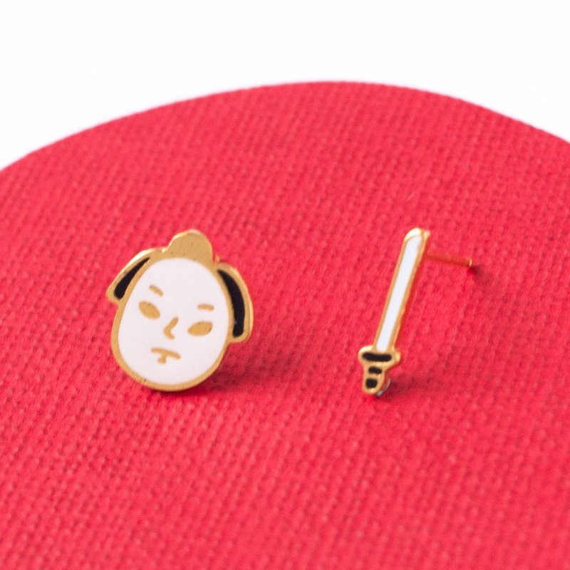 Samurai | Japanese culture earrings - ต่างหู - วัตถุเคลือบ ขาว