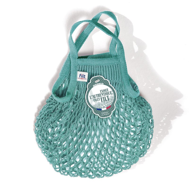 French Filt mesh bag ocean blue Aquablue - กระเป๋าถือ - ผ้าฝ้าย/ผ้าลินิน 