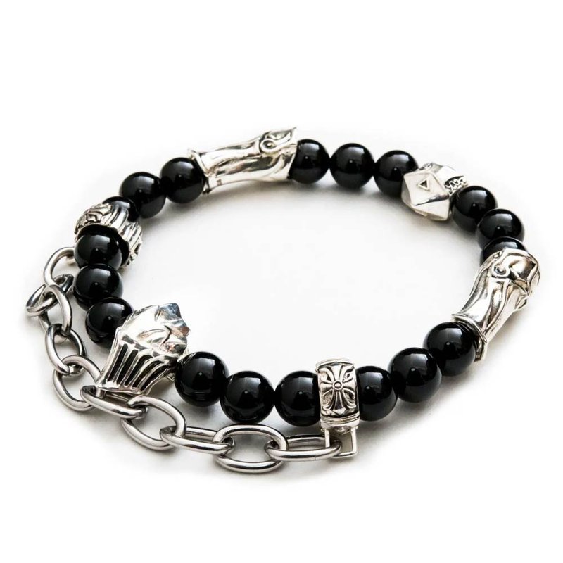 【Rival】Abyss Knight. Ken (Silver) Original Design Handmade Bracelet Bracelet Beaded Jewelry - Bracelets - Sterling Silver Black