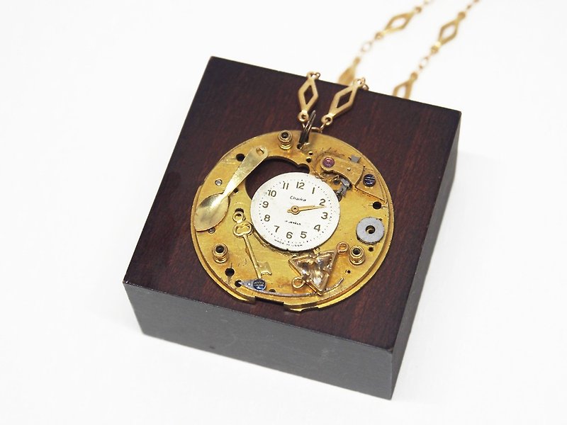 1950ジルコン懐中時計のネックレスのスプーンギアコラージュ - ネックレス - 金属 ゴールド