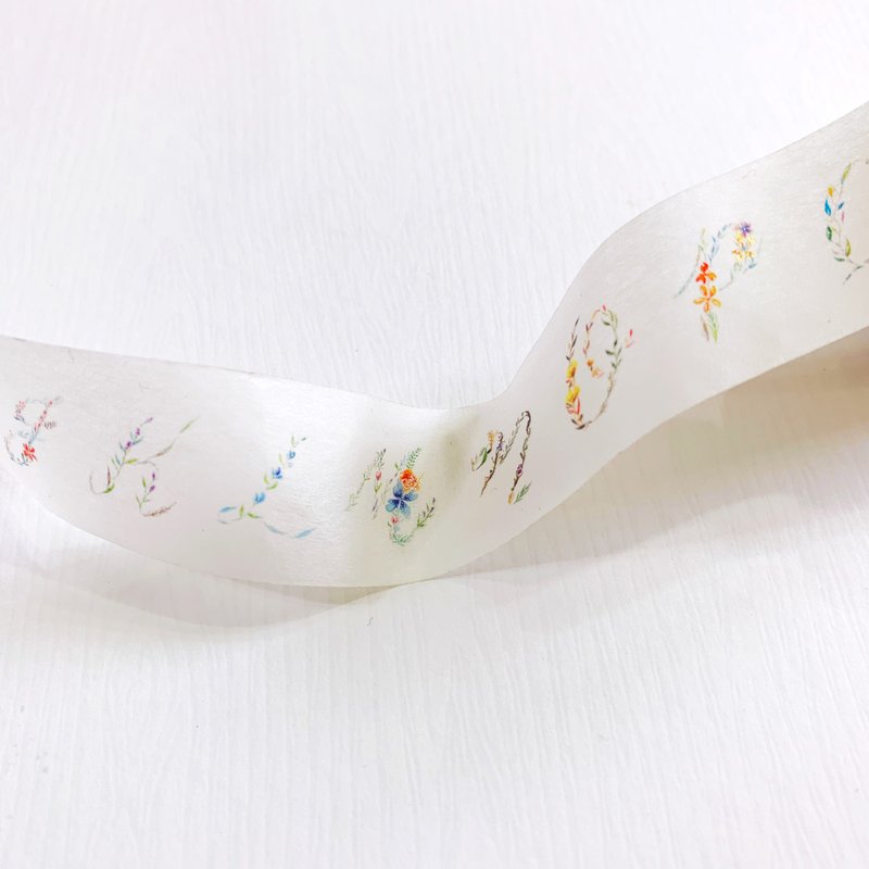 Mstandforc 和紙膠帶 Floral Initials 花葉英文字母 - 紙膠帶/和紙/PET - 紙 多色