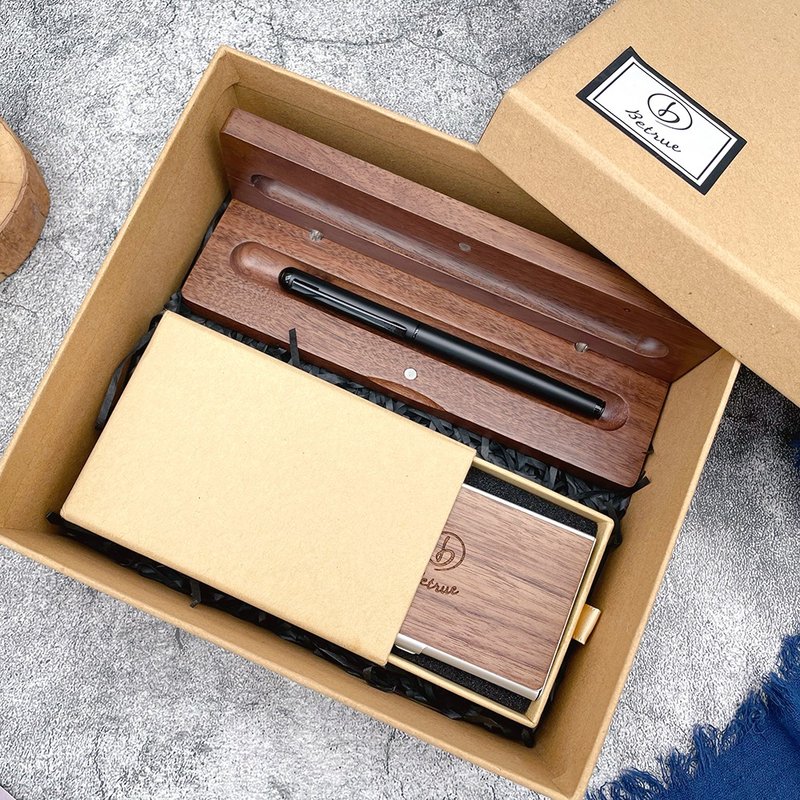 [Quick Customization_Birthday Gift] Free Engraving_Betrue Ballpoint Pen Gift Box - Rollerball Pens - Wood Khaki