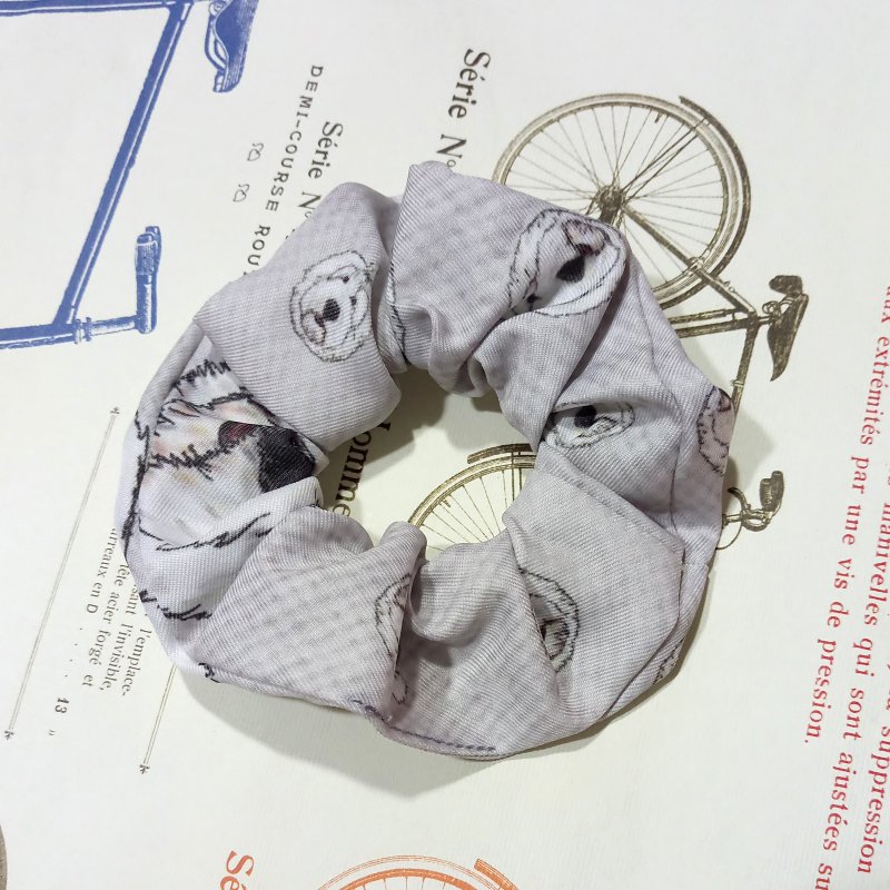 Grey bottom-large intestine hair band_old english shepherd_ponytail hair band - Hair Accessories - Polyester 