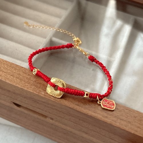 Angel's tears 天使之淚 Jewelry Design 手工純銀四方平安扣手牌 設計編織手繩