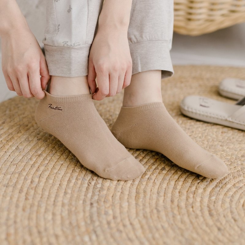 SOLD OUT) Collagen Antibacterial Deodorant Socks (Monochrome) Warm Brown - ถุงเท้า - ผ้าฝ้าย/ผ้าลินิน สีกากี