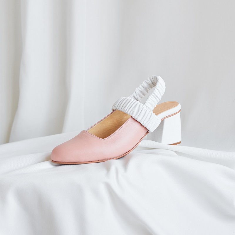 Pink:White - PEONY Slingback Heels - 高跟鞋/跟鞋 - 真皮 粉紅色
