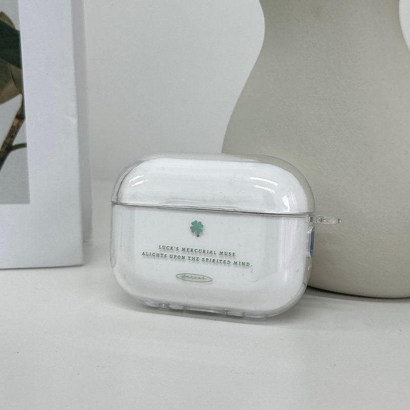 【不發黃】四葉草超輕透水晶AirPods硬殼 - AirPods/耳機保護套 - 塑膠 透明