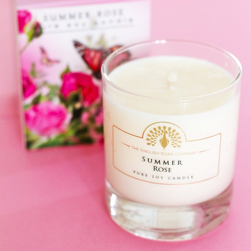 [A must-have gift] British-made natural plant scented candle-Summer Rose - Candles & Candle Holders - Wax Pink