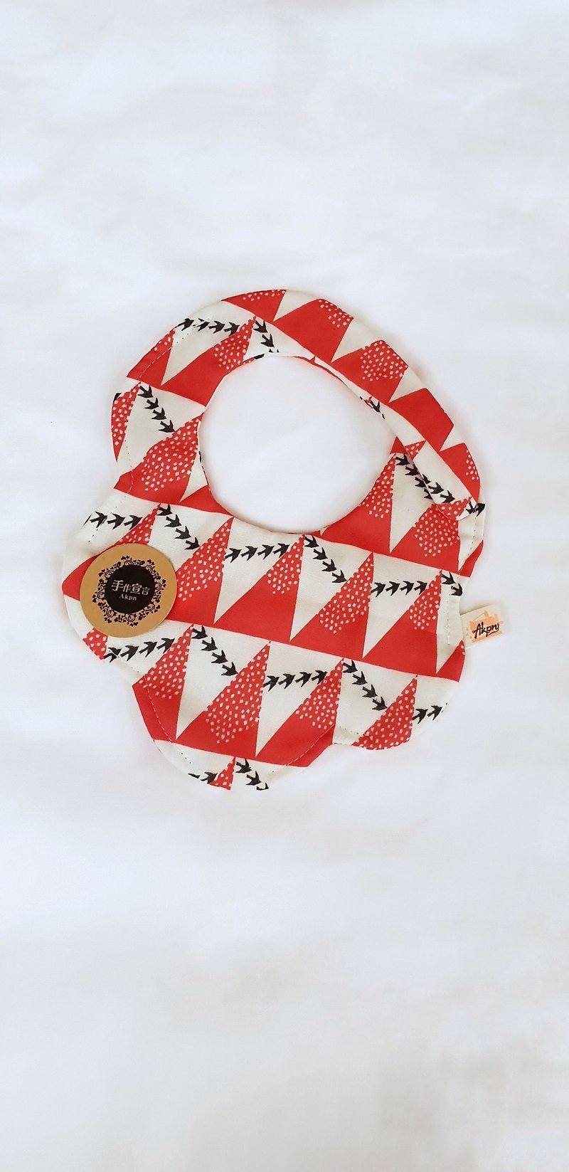 Japanese style-beige brick red-eight layers of yarn 100% cotton styling bib. Saliva towel - Bibs - Cotton & Hemp 