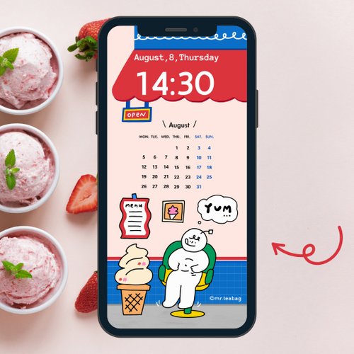茶包先生 mr.teabag 2024 八月桌布 | 茶包冰室 | 手機平板電腦 | 電子檔