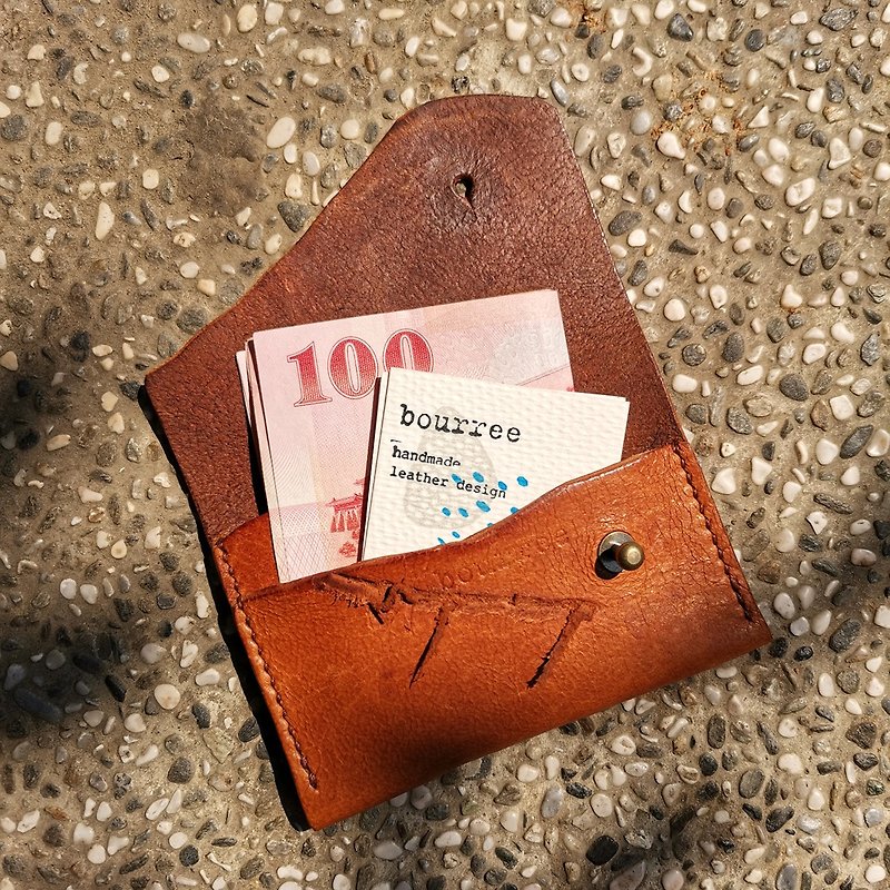 [Mother's Day Gift Box] Handmade Deerskin Money Holder and Business Card Holder - Card Holders & Cases - Genuine Leather Brown
