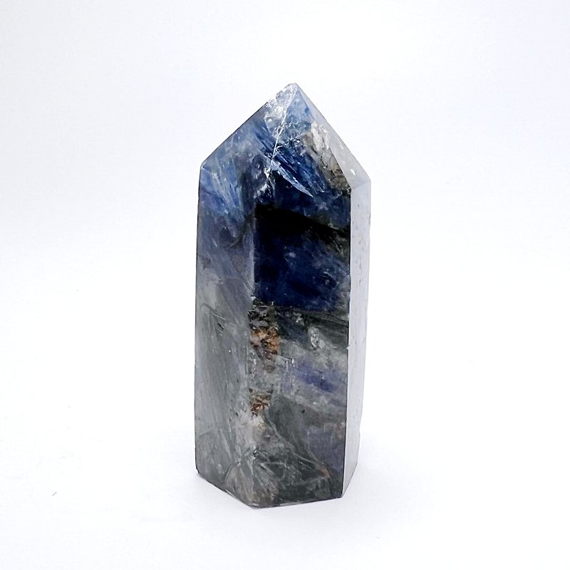手感。小柱 一圖一物 療癒  l 藍晶石共生礦柱 有天然礦缺 l - 擺飾/家飾品 - 水晶 藍色