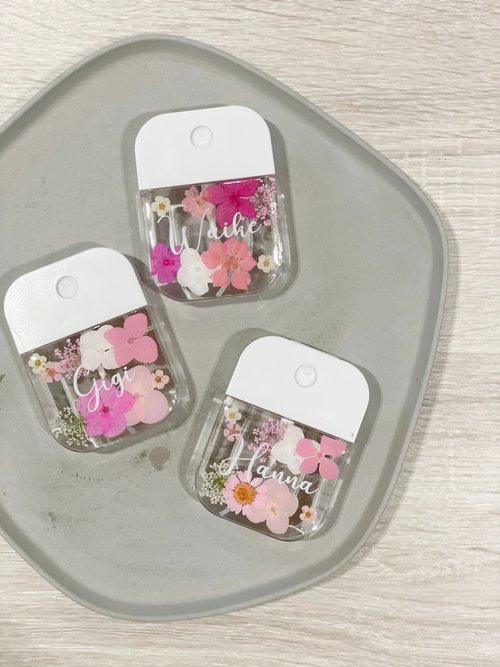 扎物房 【DIY押花噴霧瓶-桃紅款】自訂名字 客製化 消毒瓶 防疫用品
