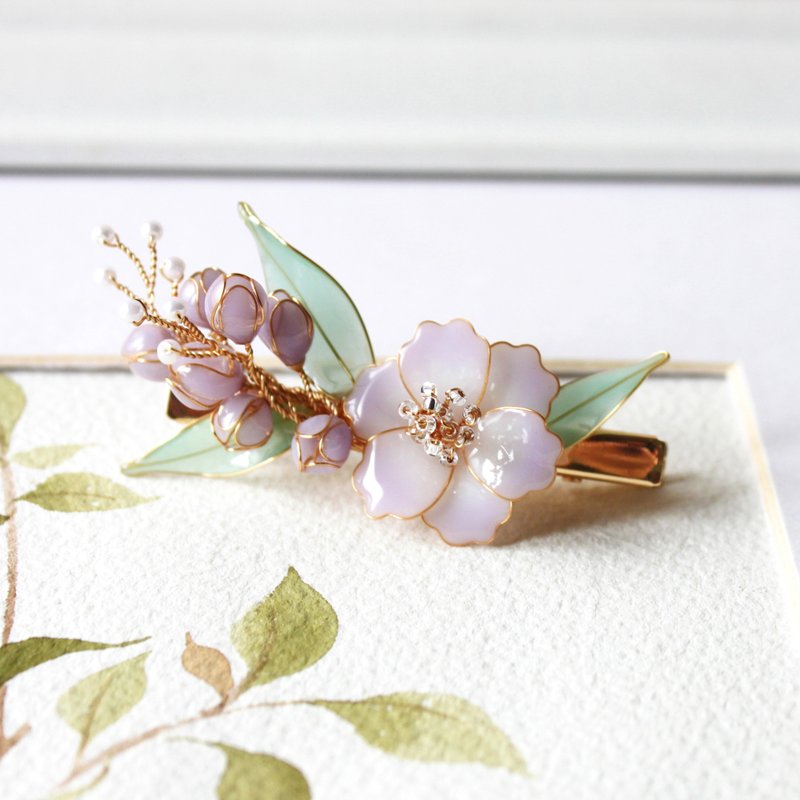 [Hibiscus and Lily of the Valley Hair Clips] Hibiscus Flower Handmade Bronze Hair Clip Hair Accessories - Hair Accessories - Resin 