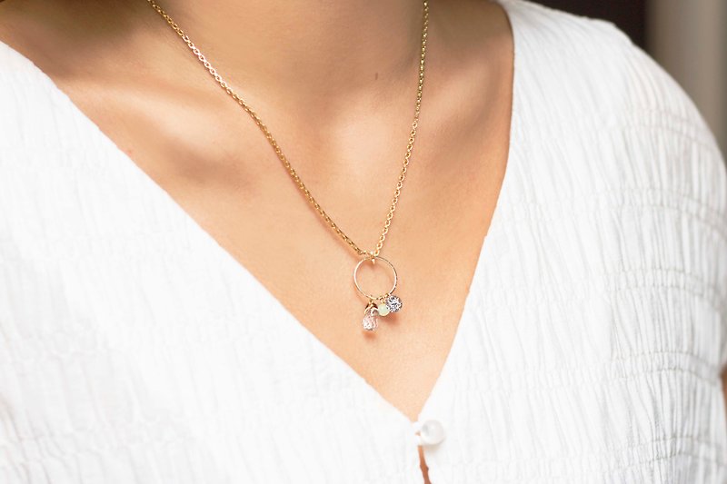April birth lucky necklace Avril Necklace - สร้อยคอ - เครื่องประดับพลอย สีทอง