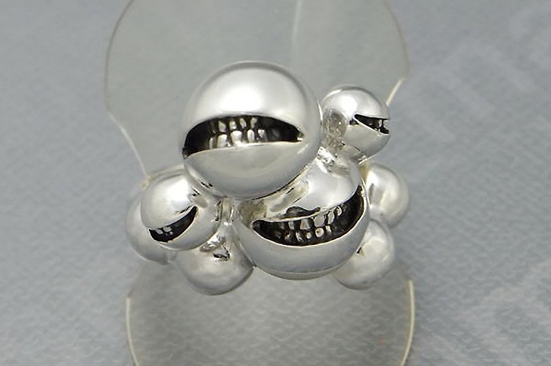smile ball union ring ( s_m-R.23) 微笑 笑 不高兴 怒 銀 環 戒指 指环 jewelry sterling silver - แหวนทั่วไป - เงินแท้ สีเงิน