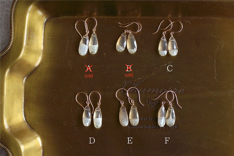 14kgf-Solar quartz earrings - ต่างหู - เครื่องประดับพลอย สีเทา