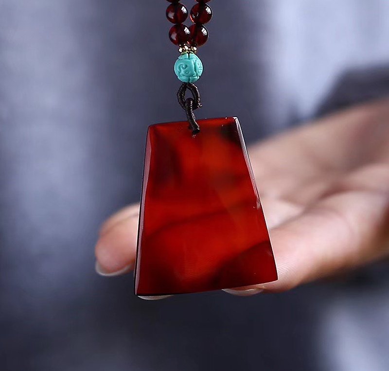 [New store welfare price] natural blood and nothing brand pendant / with blood and beads chain / keep safe everything goes smoothly - Necklaces - Gemstone 