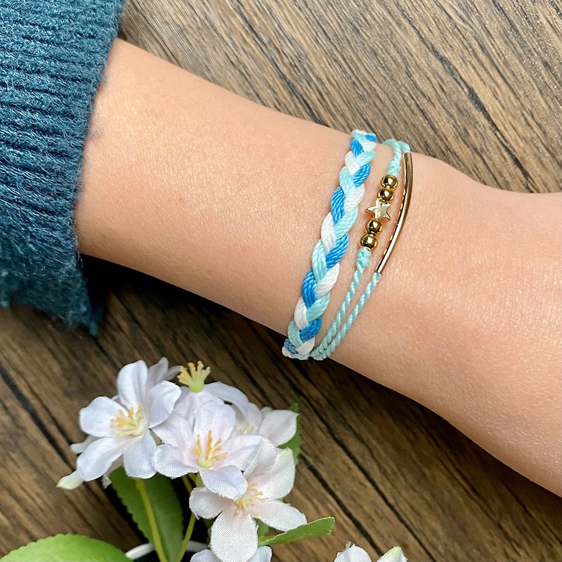 [Spring is coming] Handmade jewelry| Wax surf bracelet and anklet-Little Blue Sea - Bracelets - Cotton & Hemp 