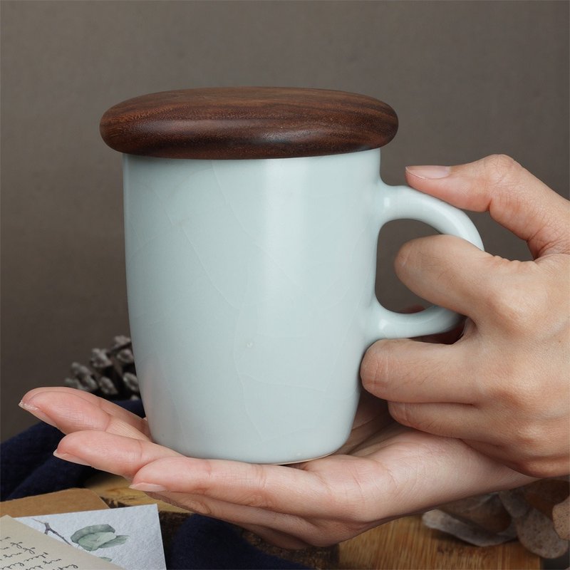 天青汝窯馬克杯(280ml) - 茶壺/茶杯/茶具 - 陶 藍色