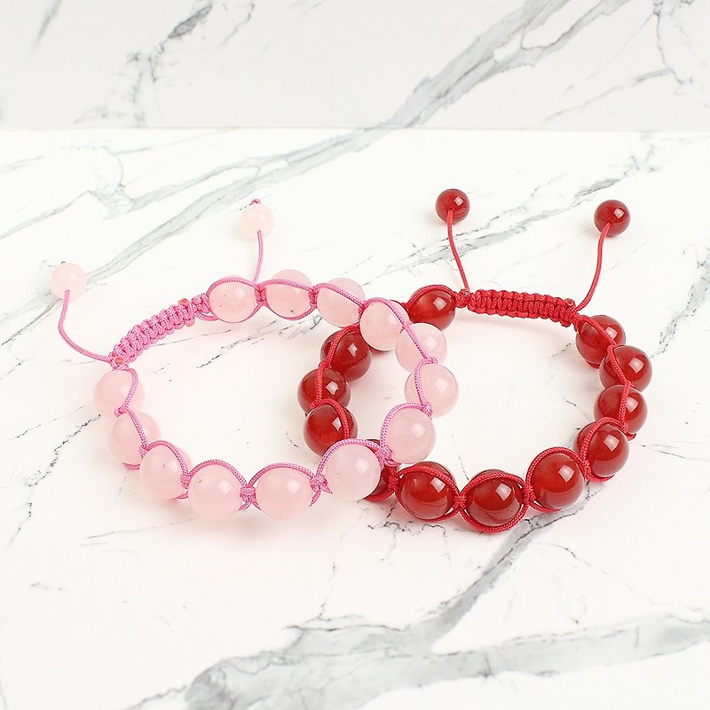 Designer classic bracelet | Dreamweaver (red agate/rose quartz) | 2 material options - สร้อยข้อมือ - หยก สีแดง