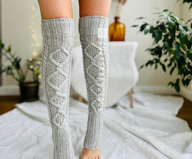 Wool yoga leg warmers Knitted leg warmers Sexy women stockings Wool custom  sock - Shop CozySocksStore Stockings - Pinkoi