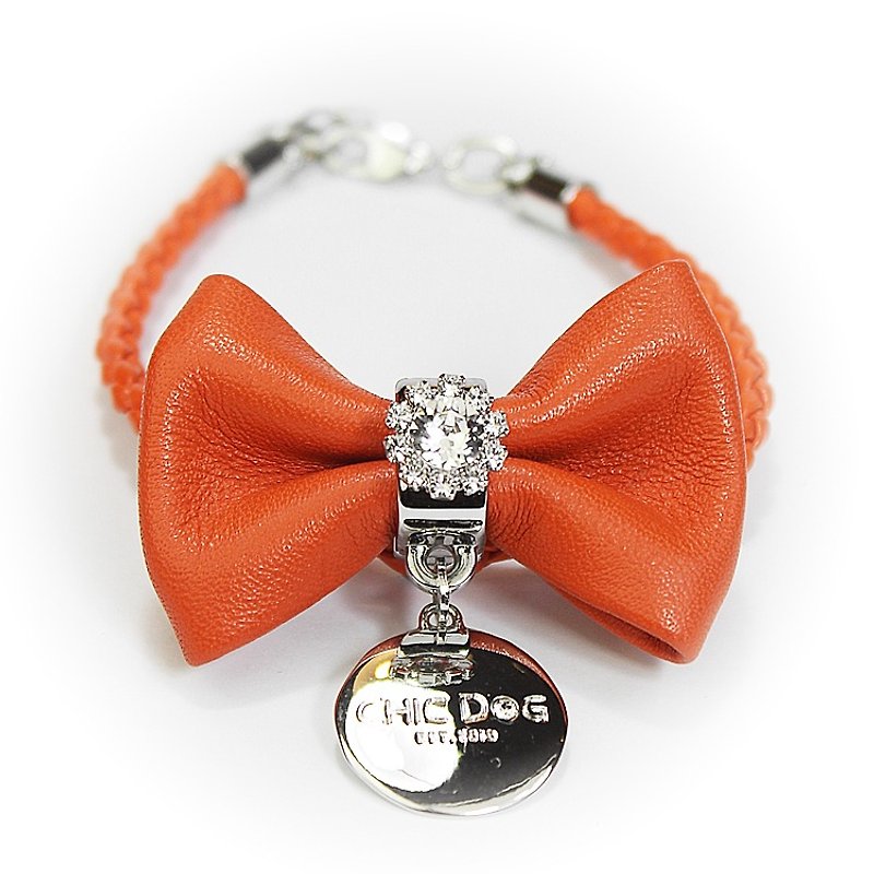 CHIC DOG Diamond flower bow - Collars & Leashes - Genuine Leather Multicolor