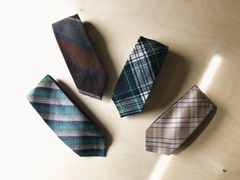大地色格子領帶 - 領帶/領帶夾 - 其他材質 