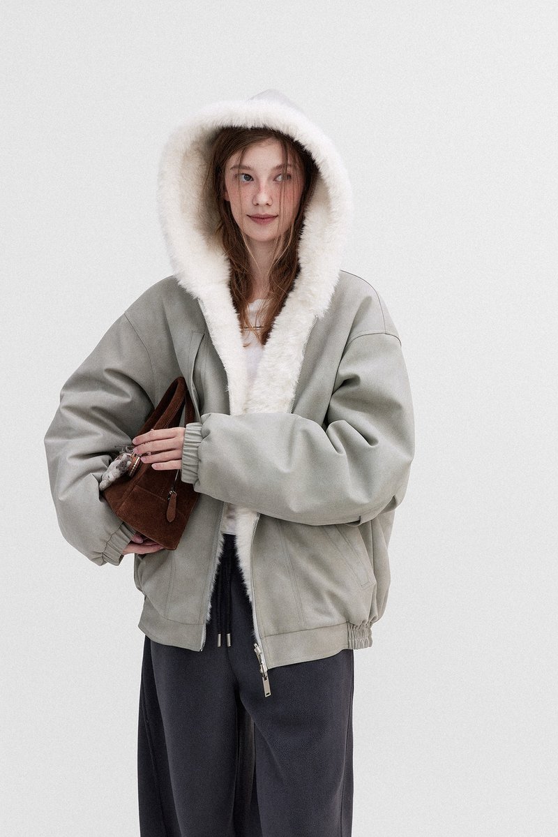 北歐初雪的一天 / 環保皮草外套 / 皮毛一體 雙面穿 - 女大衣/外套 - 其他材質 多色