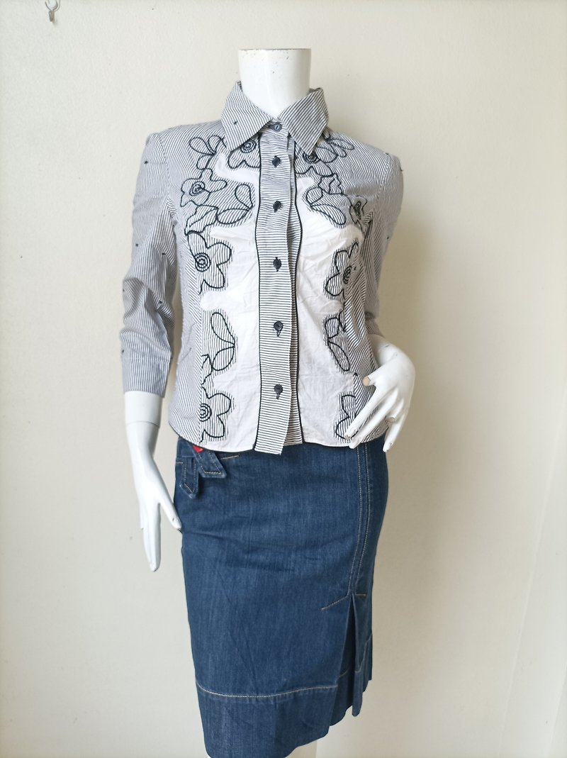 Vintage Patchwork blouse Size XS - Women's T-Shirts - Cotton & Hemp 