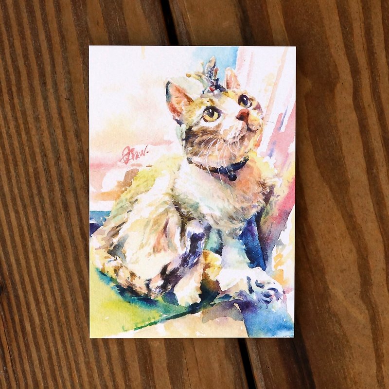 Watercolor painted hair boy series postcard - Princess gave a smile - การ์ด/โปสการ์ด - กระดาษ หลากหลายสี