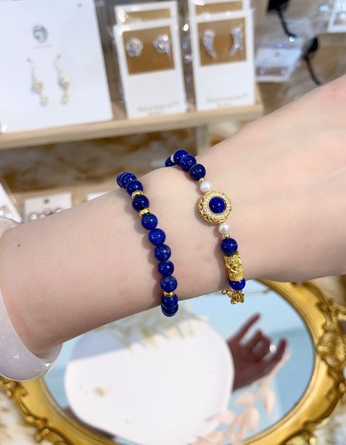 Lapis Lazuli Sterling Silver Chinese Zodiac Charm Bracelet for