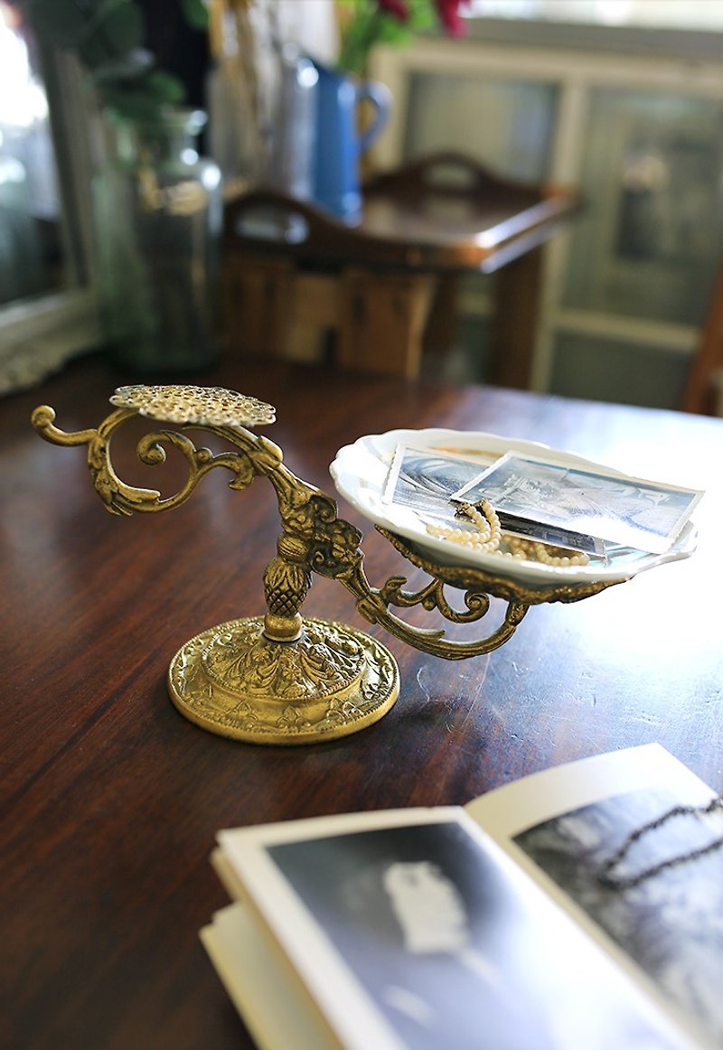 英國 古董金 貝型陶瓷托盤 飾品盤 點心盤 名片盤 - 其他 - 其他材質 金色
