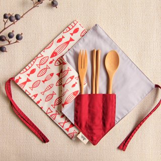 【Corner tableware set】 - Redfish swimming in the middle of the water - Red wine and wine design sense New Year