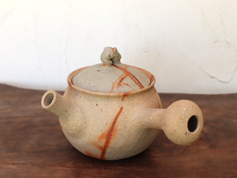 備前焼 急須・ひだすき　k1-095 - 茶壺/茶杯/茶具 - 陶 橘色