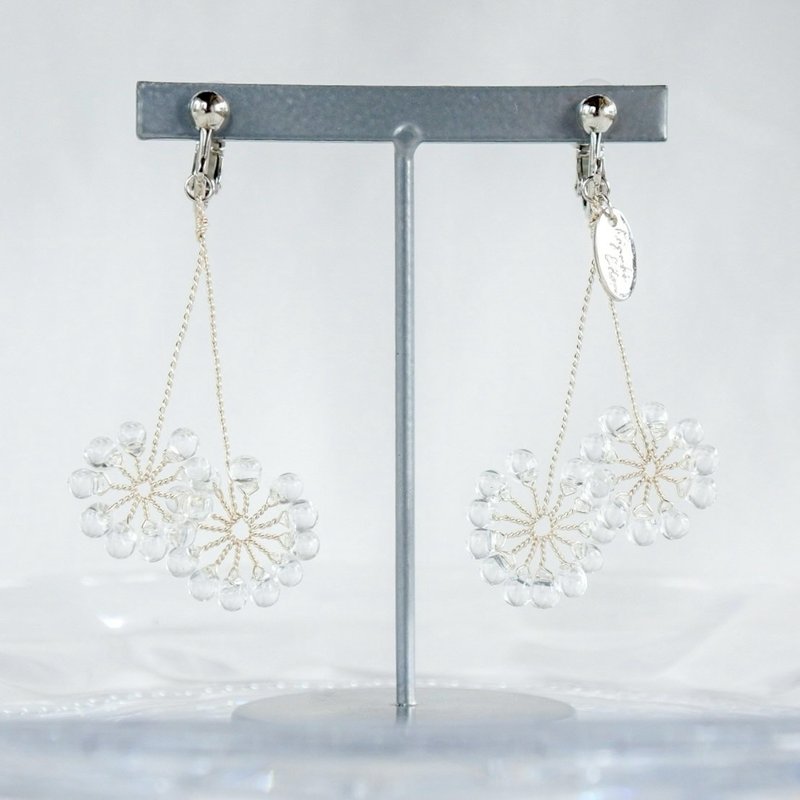 Double Fireworks (Silver)　wire accessory - 耳環/耳夾/耳骨夾 - 其他金屬 銀色