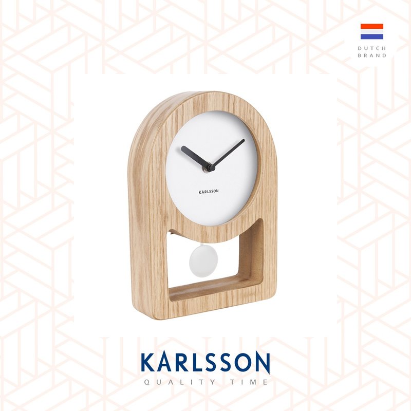 Karlsson, Table clock Lena white wood veneer (Pendulum) - Clocks - Wood White