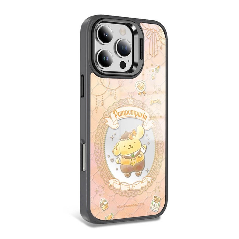 iPhone全系列軍規防摔合金框隱形立架鏡面磁吸殼-魔鏡布丁狗-黑框 - 手機殼/手機套 - 其他材質 多色