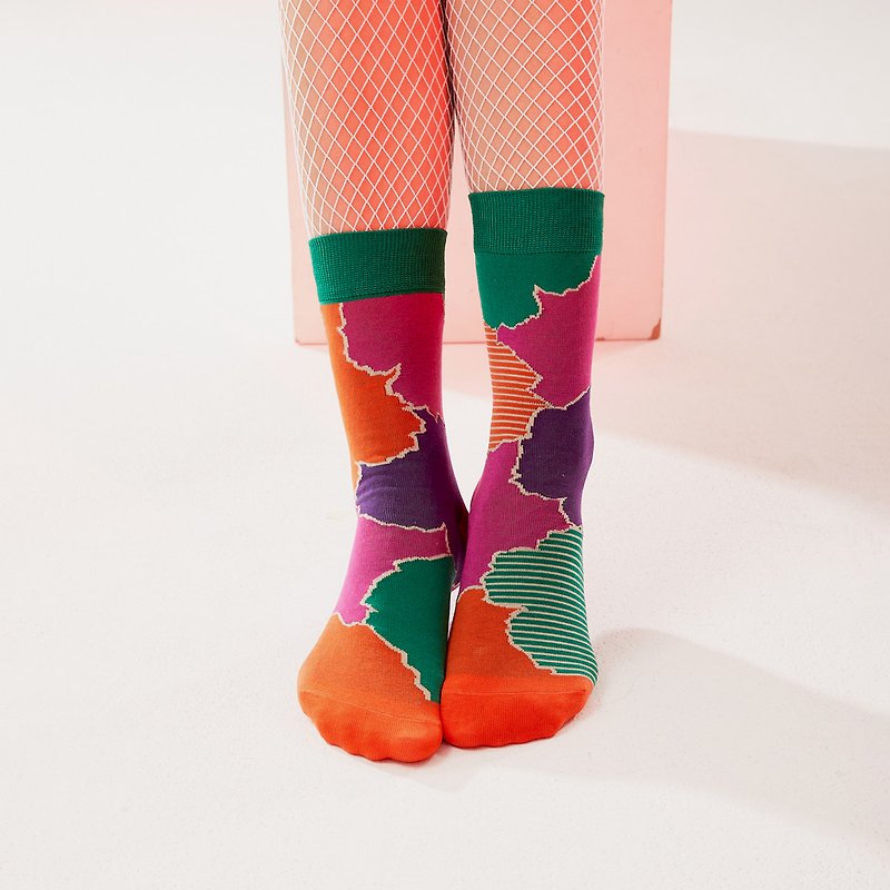 tropical_flora / socks  / asymmetry - ถุงเท้า - ผ้าฝ้าย/ผ้าลินิน หลากหลายสี