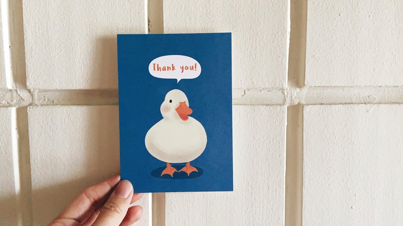 Lovely Planet Cole Duck Postcard / Thank you card l quack thank you - Cards & Postcards - Paper Blue