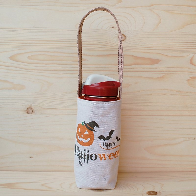 Halloween Kettle Bag / Cup Set - ถุงใส่กระติกนำ้ - ผ้าฝ้าย/ผ้าลินิน สีส้ม