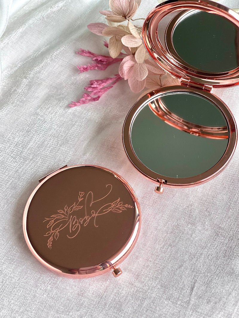[Customized gift] laser engraved Rose Gold mirror box sister bridesmaid gift - อุปกรณ์แต่งหน้า/กระจก/หวี - สแตนเลส หลากหลายสี