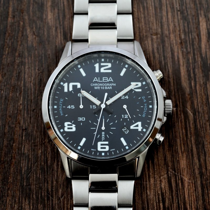 送料無料 SEIKO ALBA メンズ腕時計 クォーツ Chronograph 42mm ダークブルー文字盤 Ref.VD53-X284 手錶 古董錶 日本直送 - 男錶/中性錶 - 不鏽鋼 藍色