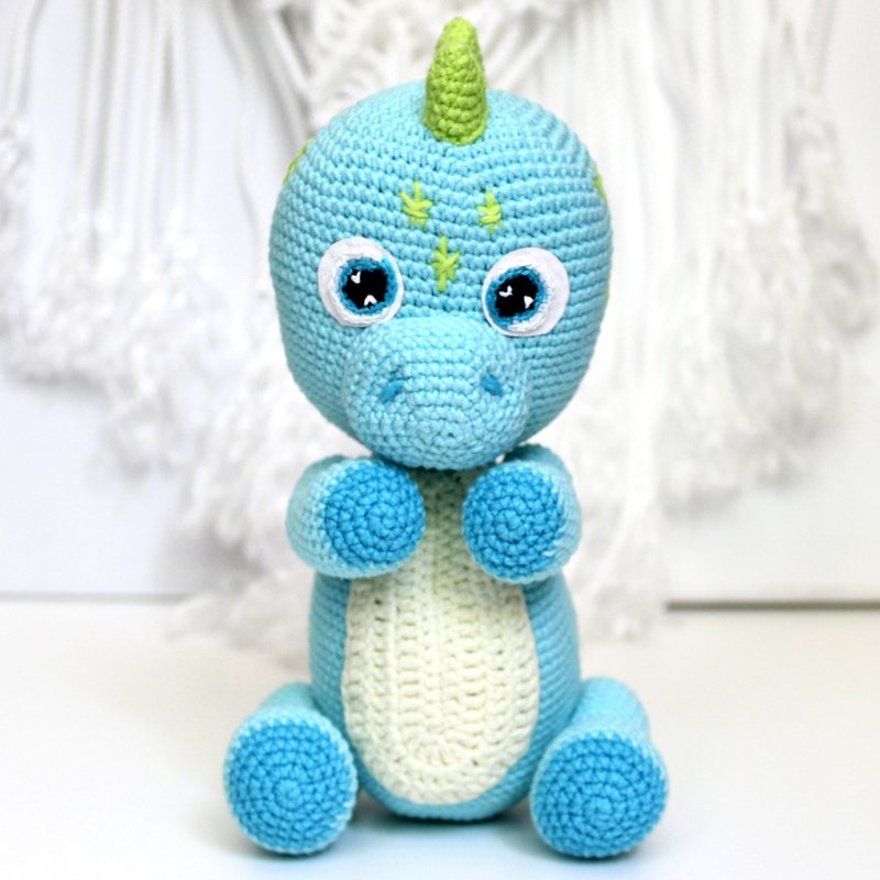 Dinosaur toy baby shower gift  Amigurumi stegosaurus plush toy - Kids' Toys - Other Materials Blue