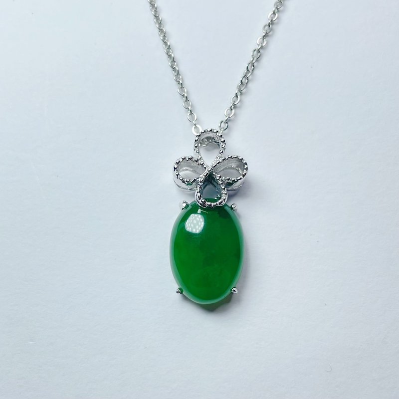 Eternal Jade Pendant Natural Jasper 10x14mm A Goods 925 Sterling Silver Birthday Gift - Necklaces - Jade Green