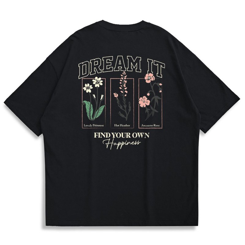 【Creeps 】Dream It Oversized Printed T-shirt 210g - Men's T-Shirts & Tops - Cotton & Hemp Multicolor